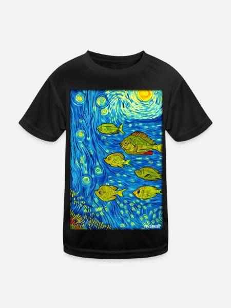 Meeresleben Unterwasserwelt Fische Meerestier See - Kinder Funktions-T-Shirt - Schwarz - Vorne