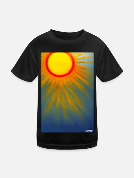 Sonne Sommer Natur Urlaub Sonnenschein Sonnenlicht - Kinder Funktions-T-Shirt - Schwarz - Vorne
