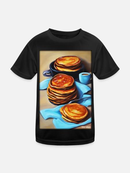 Crêpes Petit déjeuner Nourriture délicieuse Cuisson des aliments - T-shirt sport Enfant - noir - Devant