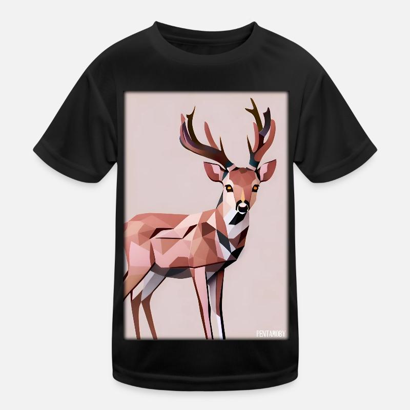 Cerf Polygone Faune sauvage Forêt Nature Bois T-shirt sport Enfant