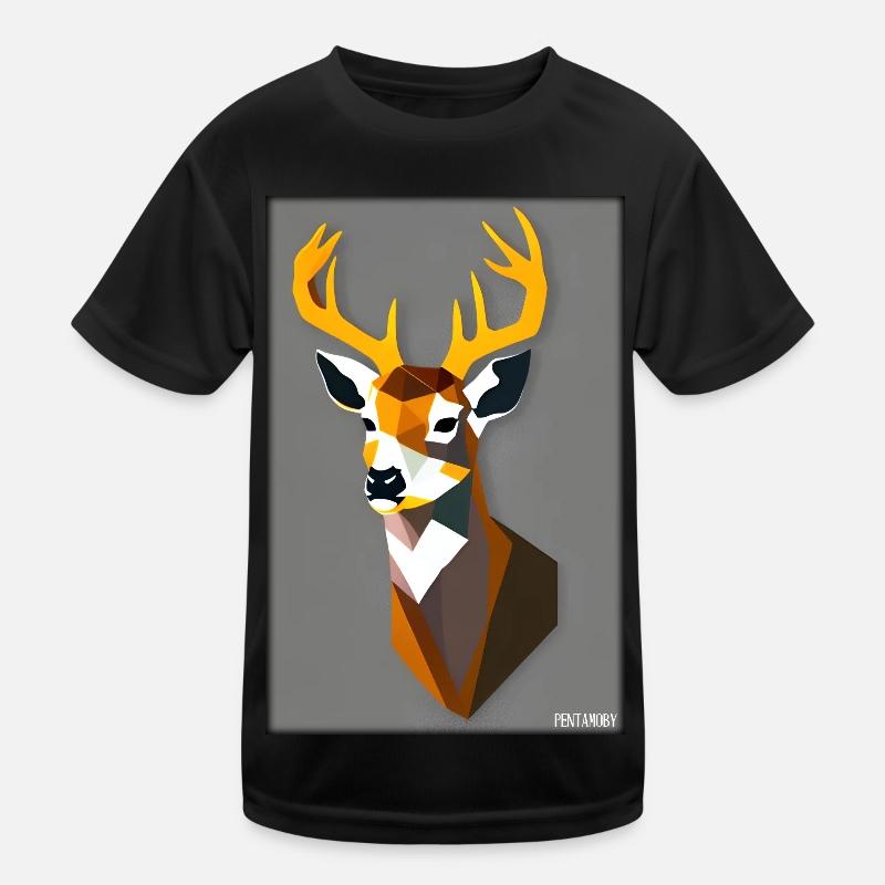 Cerf Polygone Faune sauvage Forêt Nature Bois T-shirt sport Enfant