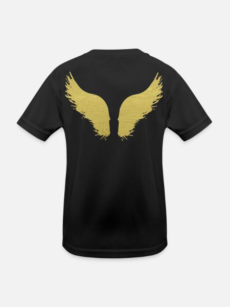 wings,angel wings,wings,angels,guardian angels,gold - Kids Functional T-Shirt - black - Back
