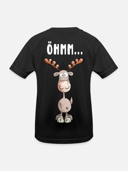 Öhmm Elch - Kinder Funktions-T-Shirt - Schwarz