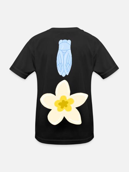 Cicada and Flower - Southern Summer Design - Kids Functional T-Shirt - black - Back