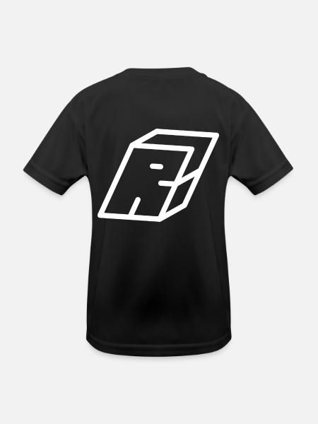 Gliederungsbuchstabe R - Kinder Funktions-T-Shirt - Schwarz - Hinten