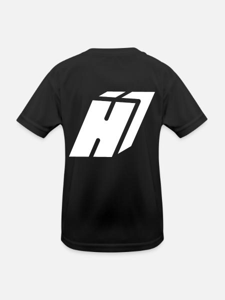 Zusammenfassung H-Brief - Kinder Funktions-T-Shirt - Schwarz - Hinten