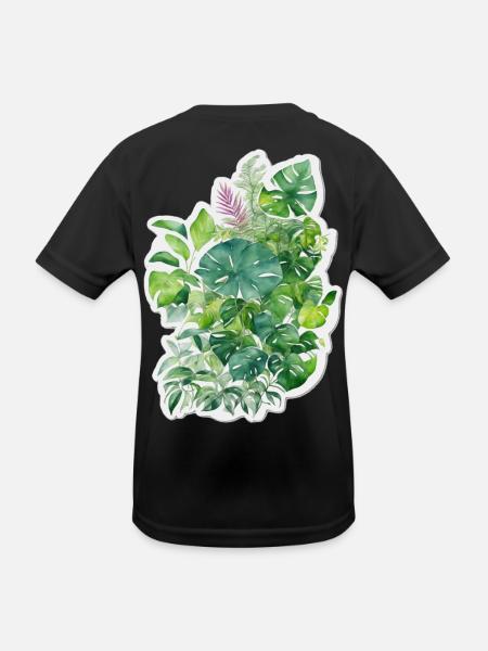 Jungle leaves - Kids Functional T-Shirt - black - Back