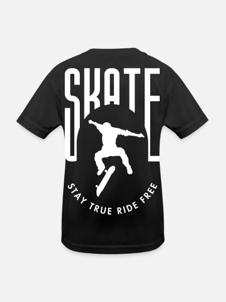 Skater Silhouette Stay free to ride - Kids Functional T-Shirt - black