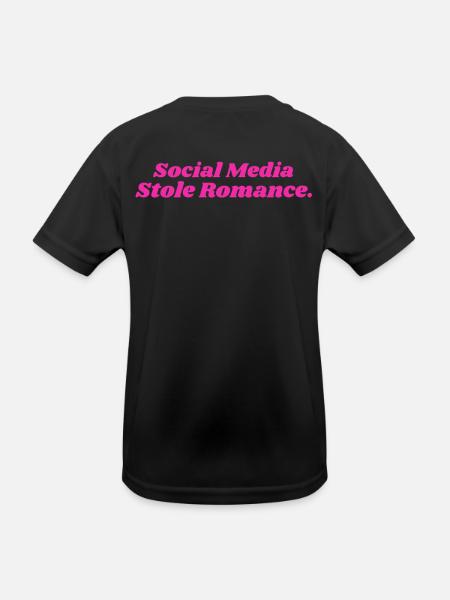 SOCIAL MEDIA STOLE ROMANCE DAMEN - Kinder Funktions-T-Shirt - Schwarz - Hinten