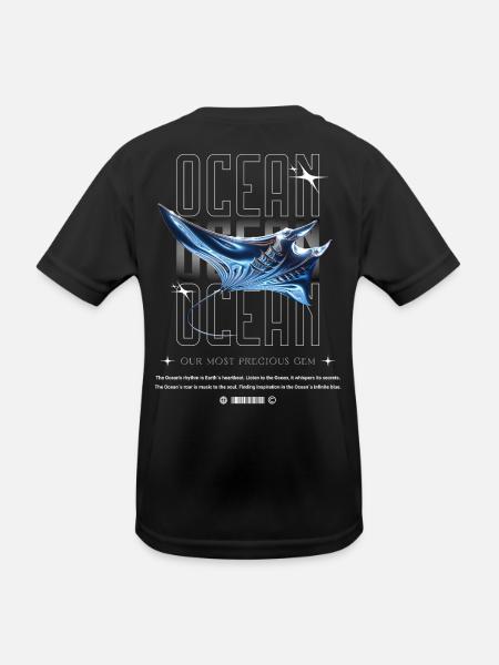 Ocean Manta Precious Treasure - Kids Functional T-Shirt - black