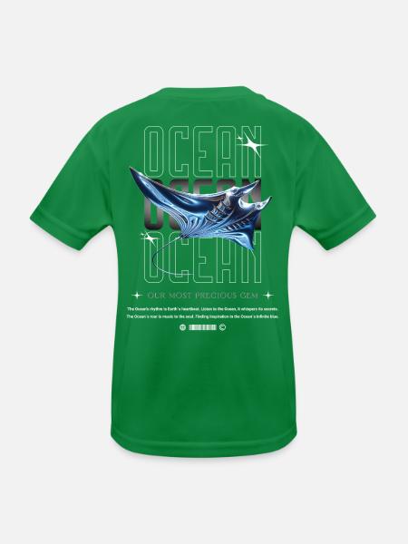 Trésor précieux de la Manta de l’Océan - T-shirt sport Enfant - vert - Dos