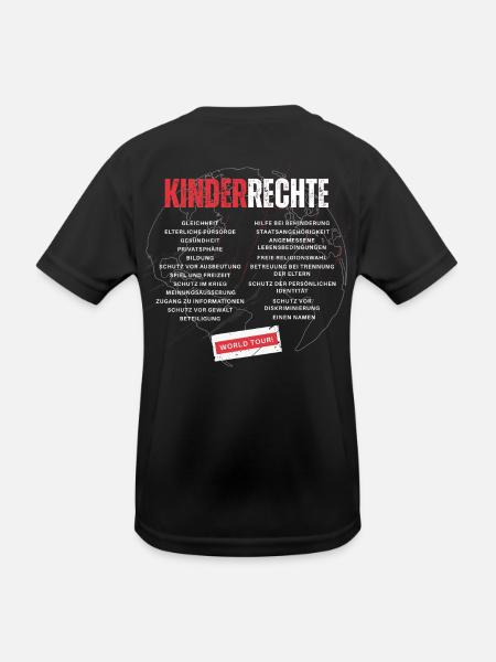 Kinderrechte World Tour – Bandshirt-Stil (Rot) - Kinder Funktions-T-Shirt - Schwarz