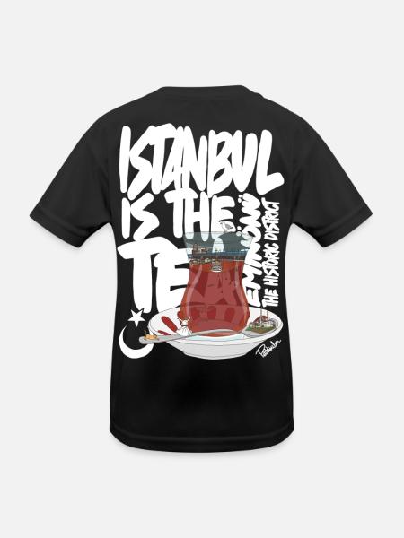Türkische TeetasseAnimierte Vintage-Szene - Kinder Funktions-T-Shirt - Schwarz - Hinten