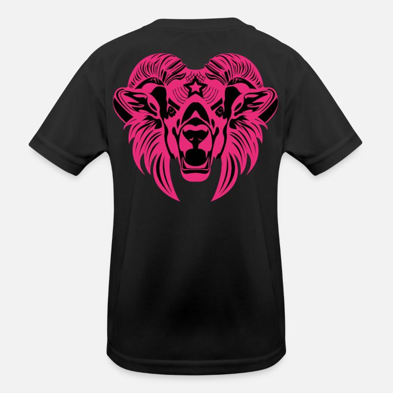 Tierkopf – Fabeltier, Tier, Löwe, Bock, Ram, Buck Kinder Funktions-T-Shirt