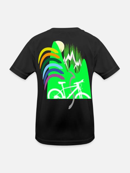 Cycle path mountains rainbow - Kids Functional T-Shirt - black - Back