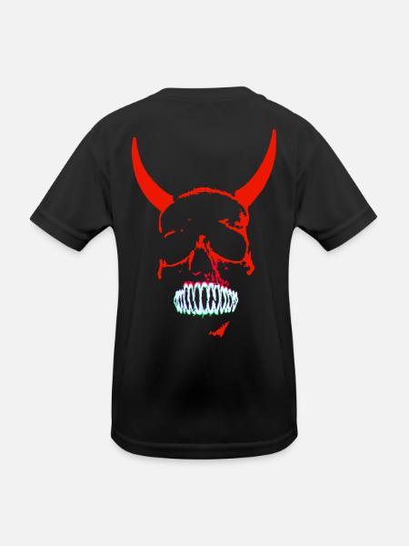 Red Demon Skull Neon - Kids Functional T-Shirt - black - Back