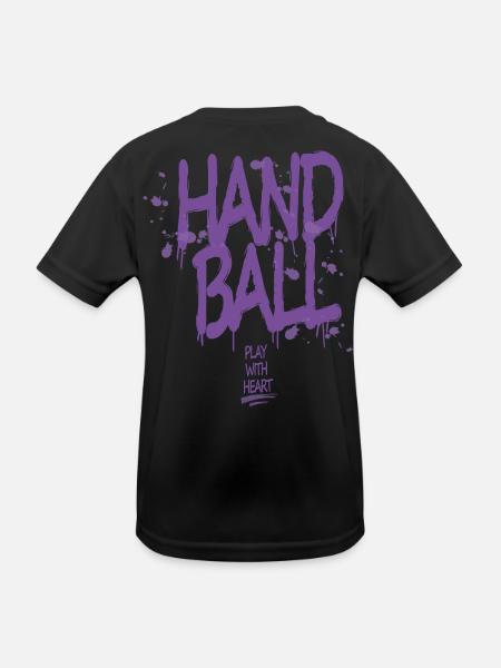 Handball Graffiti with Heart - Kids Functional T-Shirt - black - Back