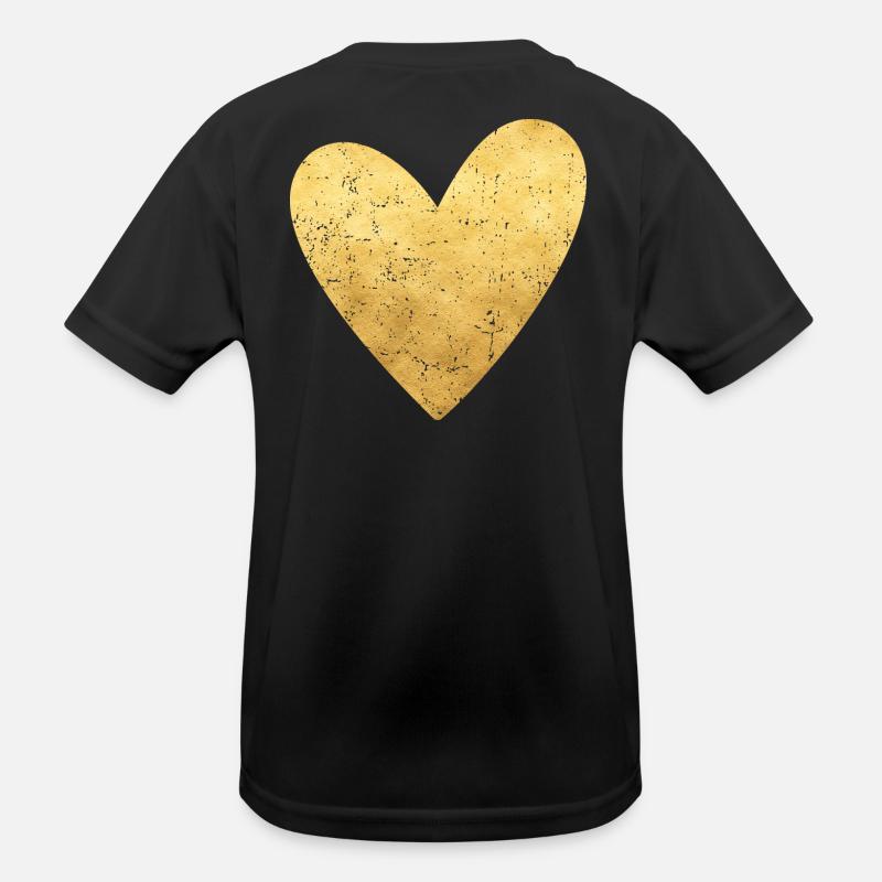 Herz gold Symbol Liebe Geschenkidee Kinder Funktions-T-Shirt