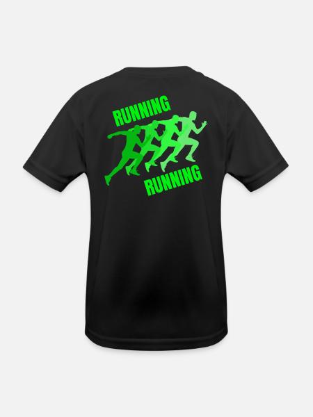 running, jogging, jogging, running, trail running - Kids Functional T-Shirt - black - Back