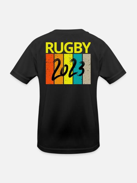 Rugby, Rugby-Sport, Rugby-Fan, Rugby 2023 - Kinder Funktions-T-Shirt - Schwarz - Hinten