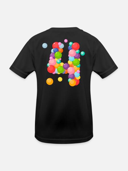 4 Jahre, 4 Jahre, Ich bin 4 Jahre alt, Geburtstag 4 Jahre - Kinder Funktions-T-Shirt - Schwarz - Hinten