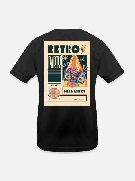Retro Party Boombox Neon - Kids Functional T-Shirt - black - Back