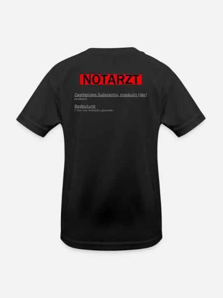 Notarzt rot - Kinder Funktions-T-Shirt - Schwarz - Hinten