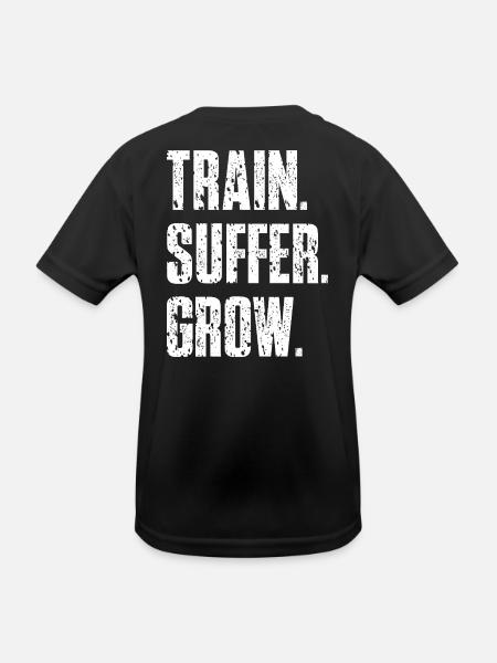 Train Suffer Grow Grunge Motto - White - Kids Functional T-Shirt - black - Back