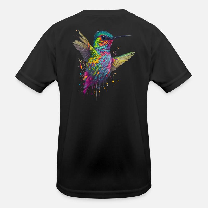 Farbexplosion Kolibri Kunstwerk Kinder Funktions-T-Shirt