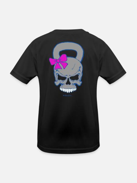 Kettlebell Skull (female) - Kids Functional T-Shirt - black