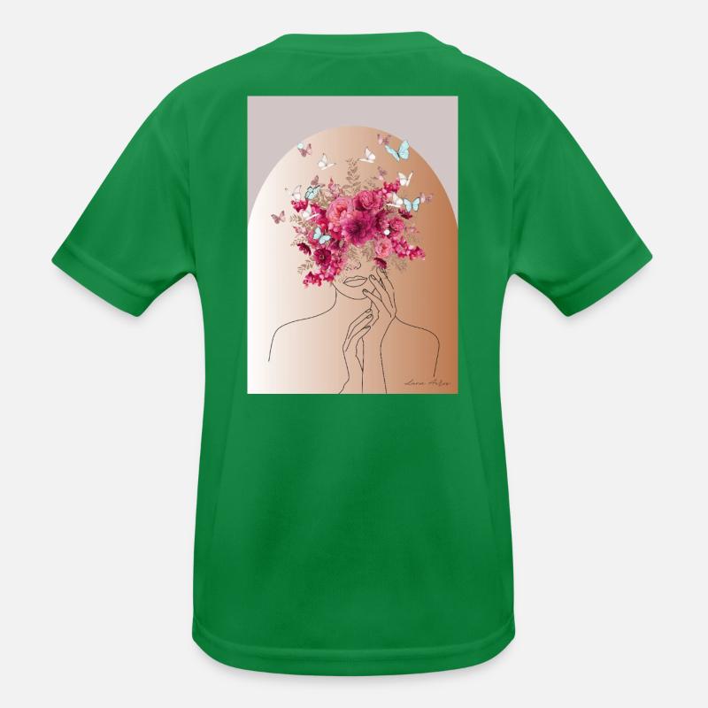 Flower head with butterfly crown Kids Functional T-Shirt