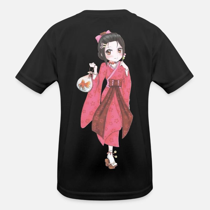 Manga - Kinder Funktions-T-Shirt - Schwarz