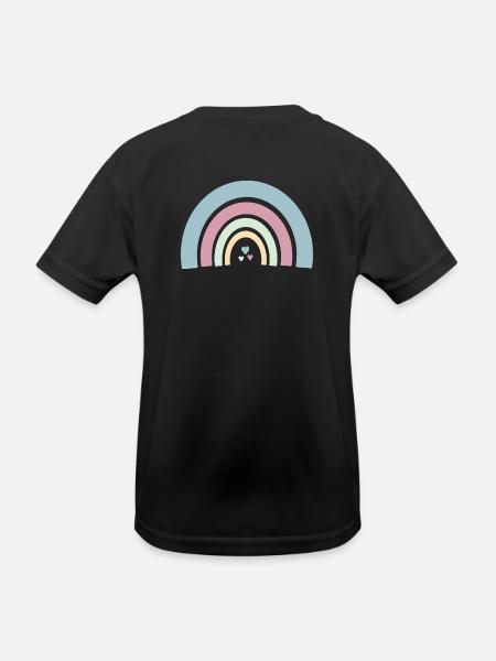 Regenbogen - Kinder Funktions-T-Shirt - Schwarz