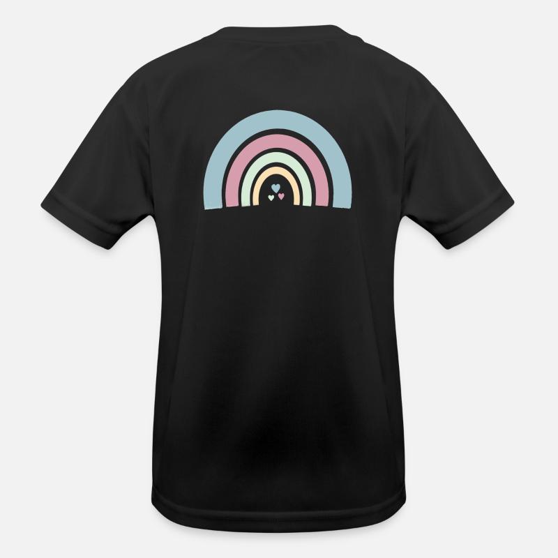 Regenbogen - Kinder Funktions-T-Shirt - Schwarz
