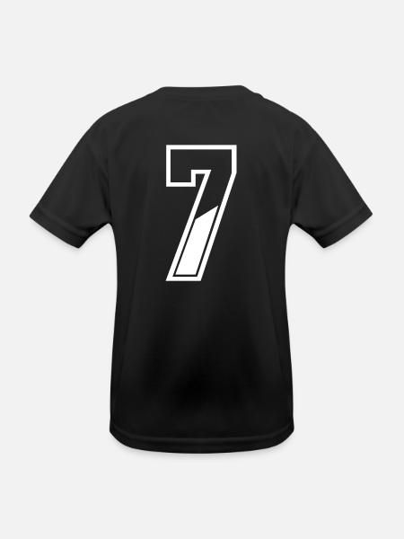 7 Jahre Trikot Nummer 7 T-shirt Nummer 7 - Kinder Funktions-T-Shirt - Schwarz - Hinten