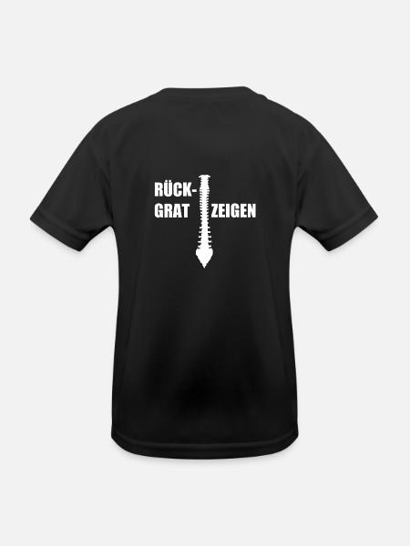 Rückgrat Zeigen - Kinder Funktions-T-Shirt - Schwarz - Hinten
