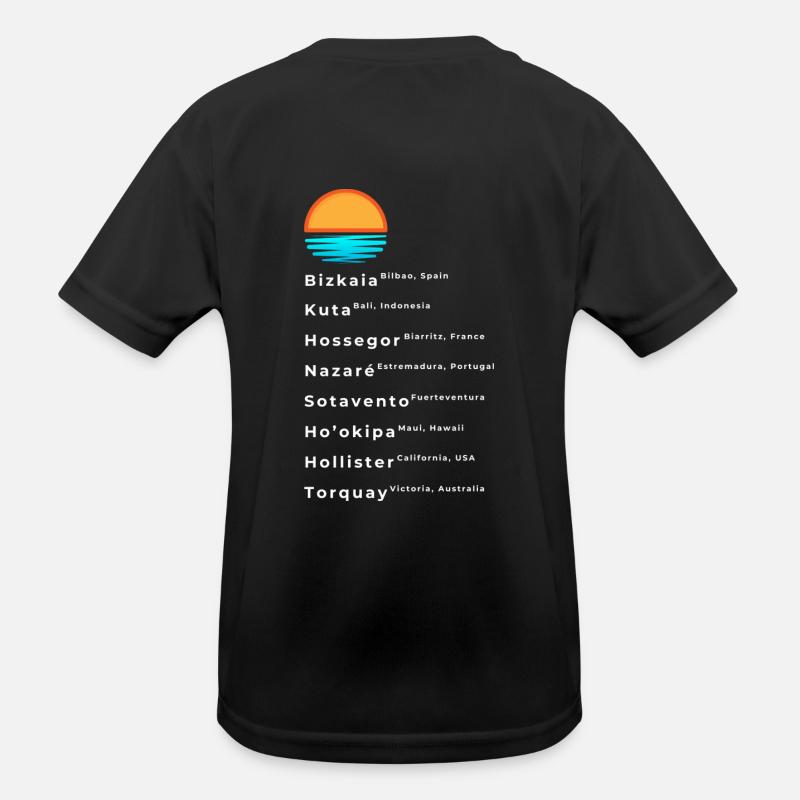 Popular Surf Spots List Kids Functional T-Shirt