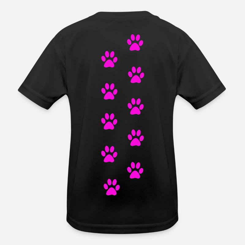 Pink Cat Paw Print Pattern Kids Functional T-Shirt