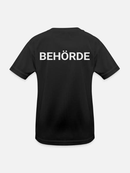 Behörde - Rücken, Rückseite, hinten beschriftet - Kinder Funktions-T-Shirt - Schwarz - Hinten