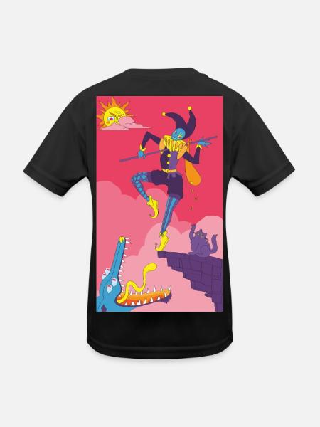 Der Narr Tarot Karte - Major Arcana Illustration - Kinder Funktions-T-Shirt - Schwarz - Hinten