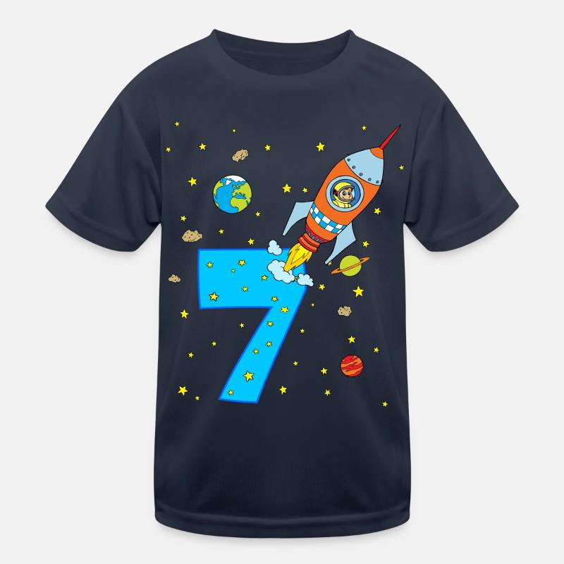 Garçon 7e anniversaire fusée spatiale vaisseau spatial T-shirt sport Enfant