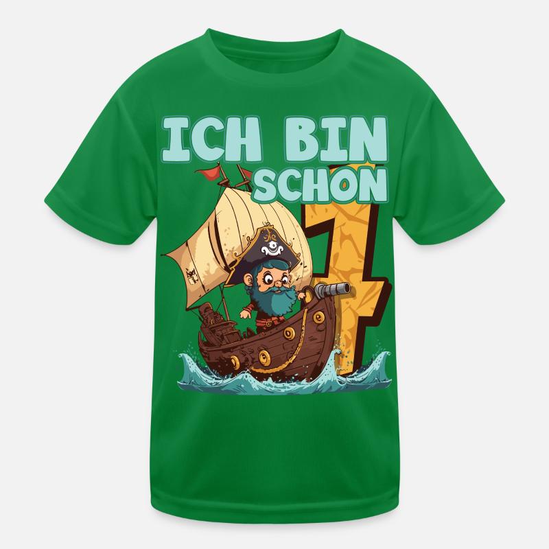 Ich Bin 7 Pirat - Piratenschiff Kindergeburtstag Kinder Funktions-T-Shirt