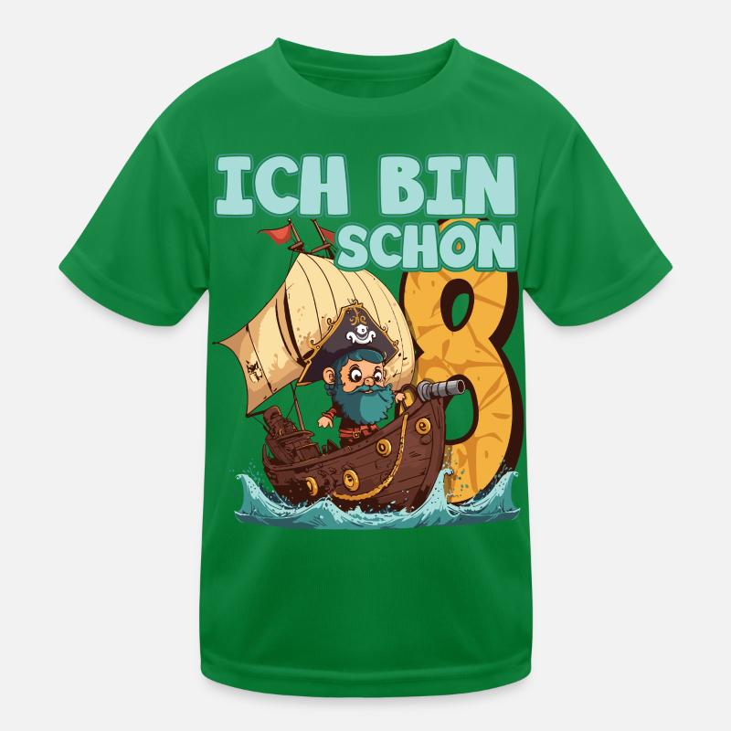 Ich Bin 8 Pirat - Piratenschiff Kindergeburtstag Kinder Funktions-T-Shirt