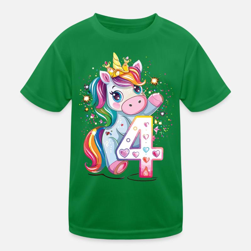 Kinder 4. Geburtstag Einhorn Kinder Funktions-T-Shirt