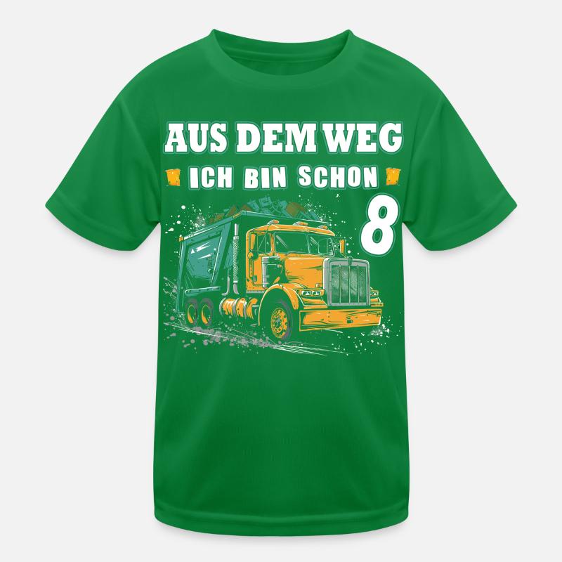 8th birthday eight years garbage truck Kids Functional T-Shirt