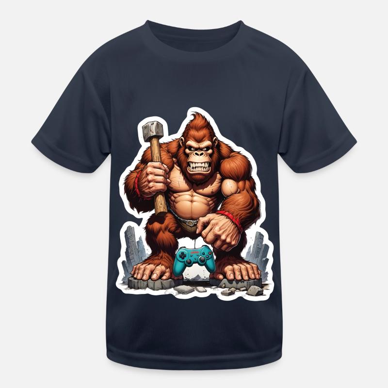 Retro Gamer Gorilla mit Controller Konsolenspiele Kinder Funktions-T-Shirt