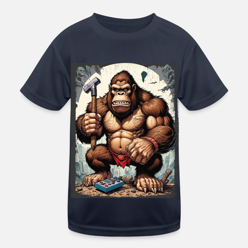 Retro Gamer Gorilla mit Controller Konsolenspiele Kinder Funktions-T-Shirt