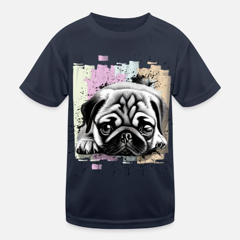 Mops - Kinder Funktions-T-Shirt - Navy