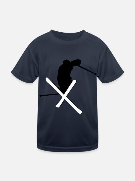 Ski - Freestyle - Kinder Funktions-T-Shirt - Navy - Vorne