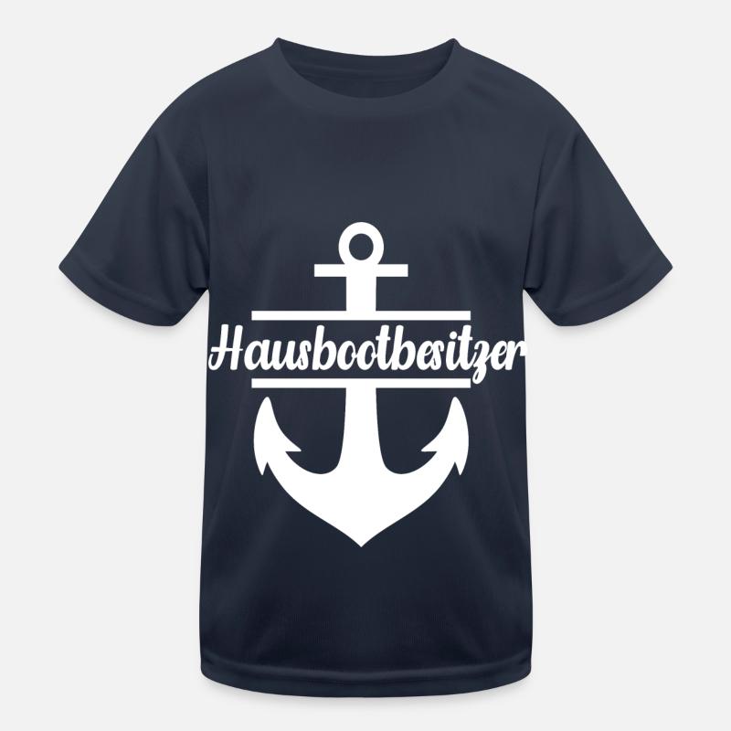 Hausboot Boot Kapitän Kreuzfahrt Urlaub See Fluss Kinder Funktions-T-Shirt